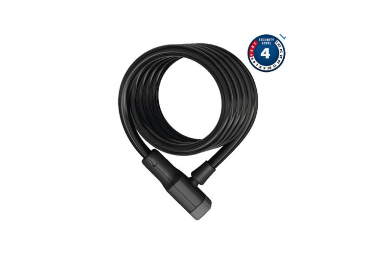 ANTIVOL VELO SPIRAL A CLE D12 X 1.80M ABUS BOOSTER 6512K NOIR AVEC SUPPORT