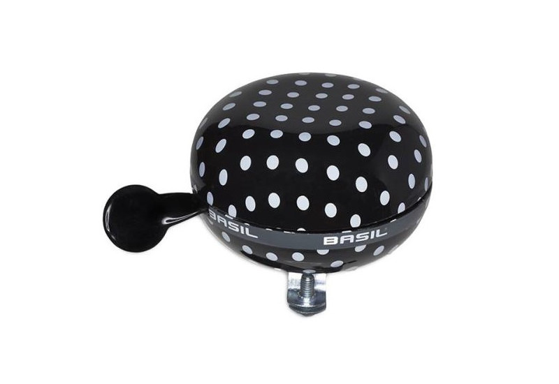 SONNETTE DE VELO BASIL POLKADOT NOIR POIS BLANC